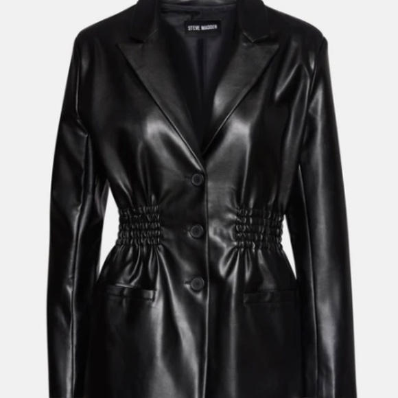 Steve Madden - FRIDA FAUX LEATHER BLAZER BLACK NWT - Picture 4 of 7